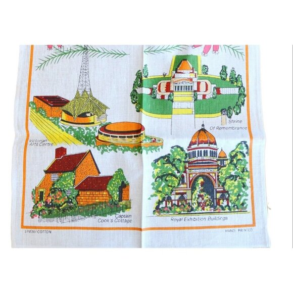 Tea Towel Souvenir Melbourne Australia Tea Towel Vintage - Picture 3 of 4